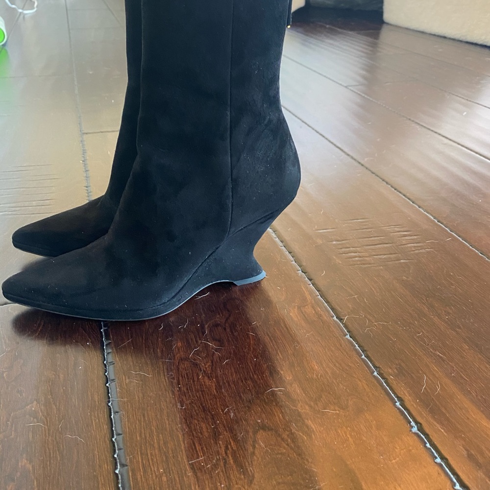 Christian Dior Suede Booties Black 39 1/2 - Picture 5 of 12